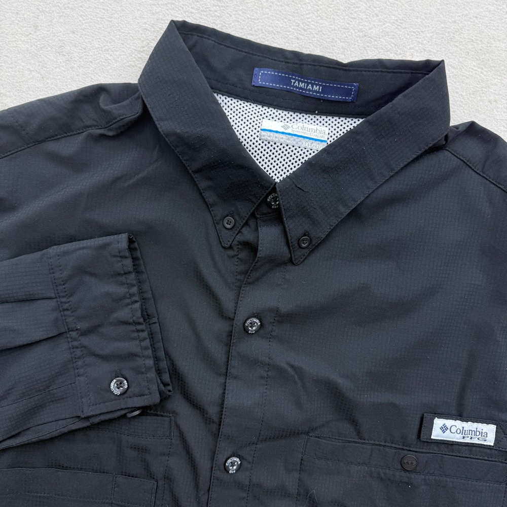 Columbia Fishing‎ Shirt Mens XXL Black PFG Tamiami Long Sleeve Vented Ripstop